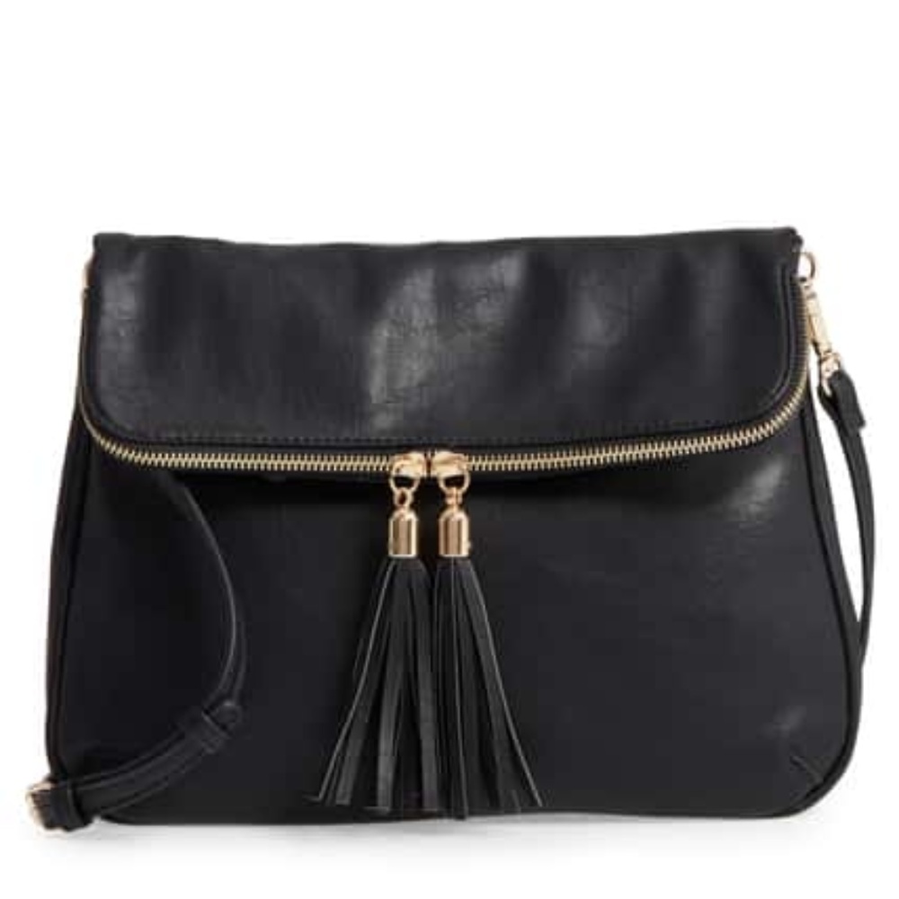 Nordstrom BP Foldover Crossbody Bag with Tassels